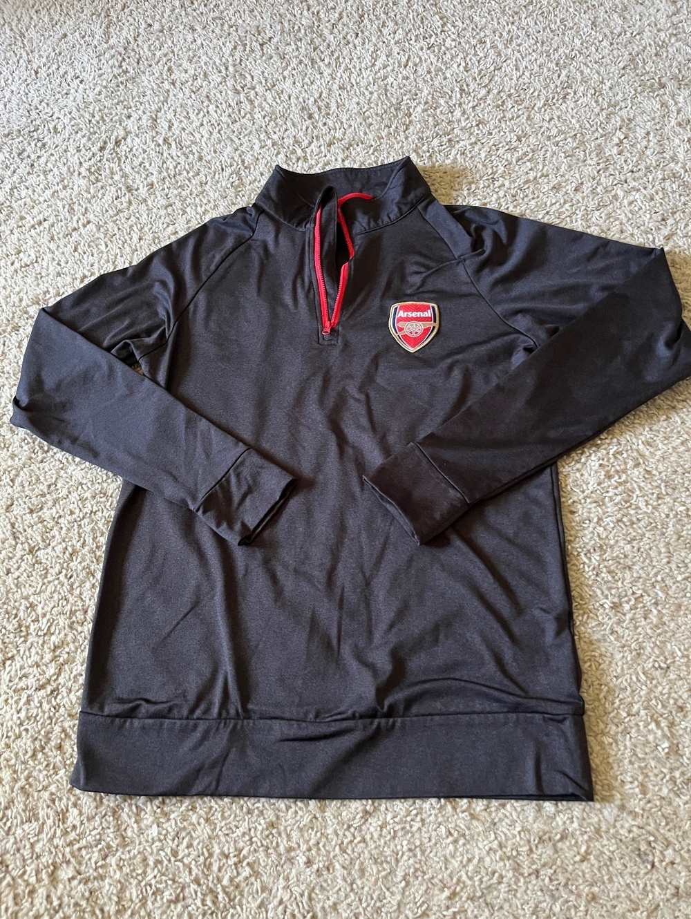 Arsenal Football Club Black Long Sleeve Quarter Zip Pullover Size L